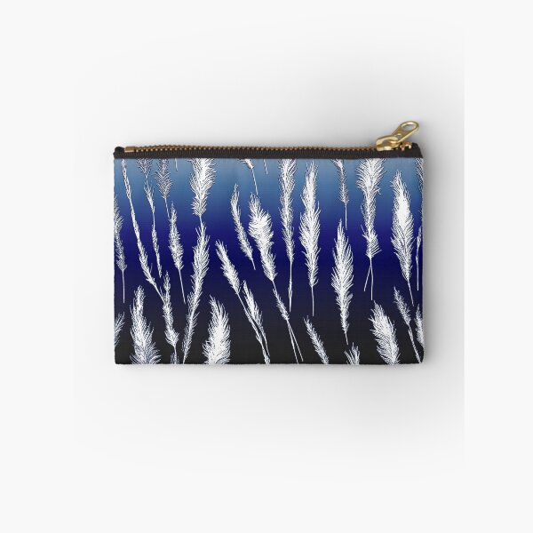 Item preview, White Wild Grasses on Dark Blue Hues Gradient Background designed and sold by Beachy.
