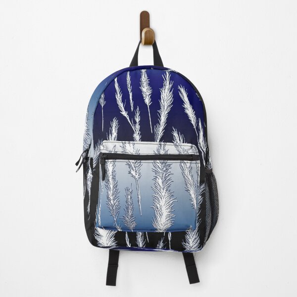 Item preview, White Wild Grasses on Dark Blue Hues Gradient Background designed and sold by Beachy.