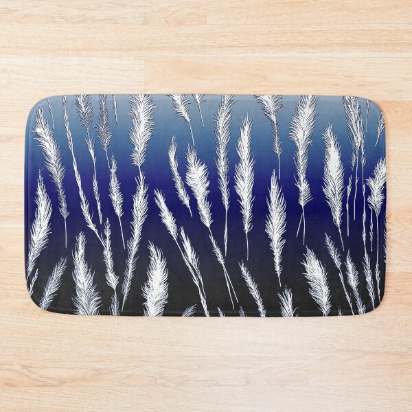 Item preview, White Wild Grasses on Dark Blue Hues Gradient Background designed and sold by Beachy.