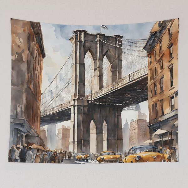 Item preview, Brooklyn Bridge: Iconic Watercolor Artistry on Display designed and sold by LSVart.