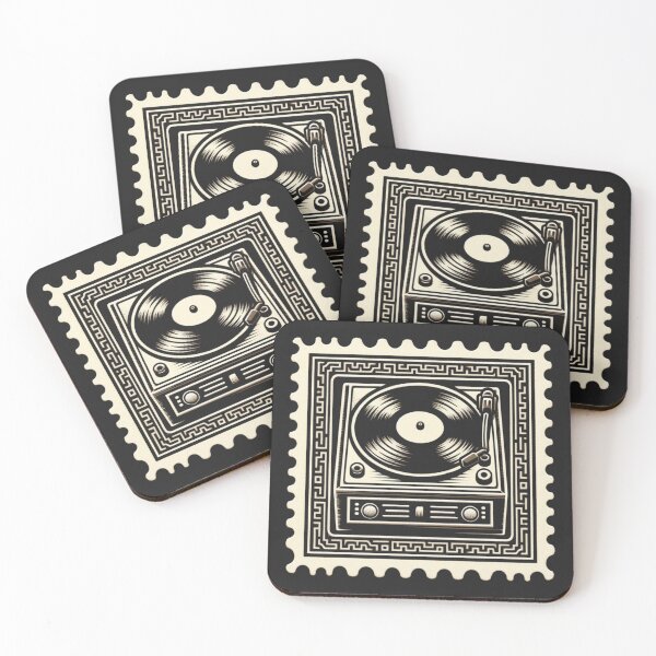 Item preview, Retro Vintage Vinyl Record Player Collector Stamp designed and sold by musicgeniusart.