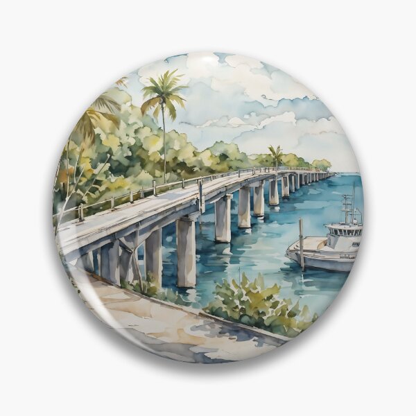 Artikelvorschau, Florida Keys Overseas Highway: Malerische Reise in Aquarell entworfen und verkauft von LSVart.