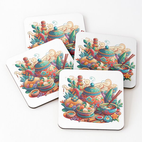 Item preview, Whimsical Sticker of a Succulent Chinese Feast Meal designed and sold by TeeSocio.