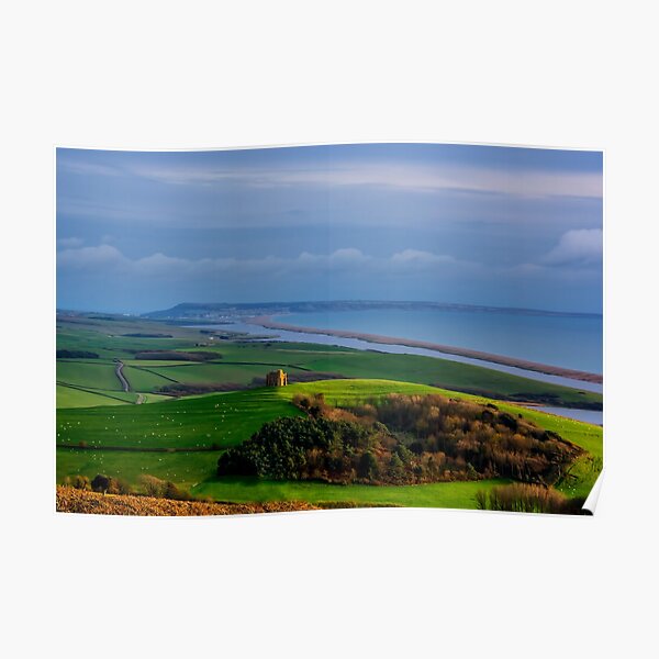 St Catherines Chapel and Chesil Beach Poster