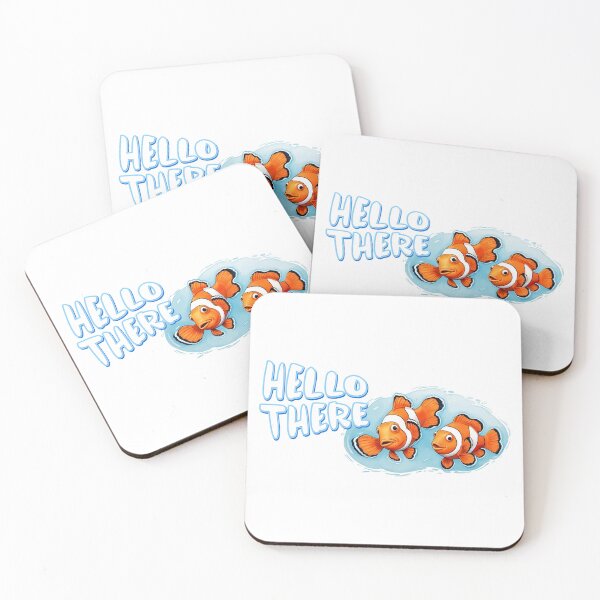 Item preview, Clownfishes with HELLO THERE greetings in cartoon drawing style. Underwater artwork. designed and sold by Andrey-Myagkov.