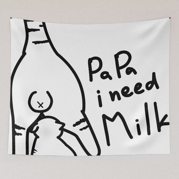 Item preview, Papa i need milk, kitten hungry, cat need milk. Pet minimal black and white designed and sold by Oncethecat.