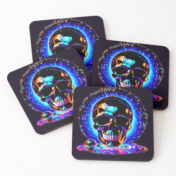 Item preview, Retro Pixel Skull Disco - Unique 70s Vibe Art Print designed and sold by Ronny-Owiso.
