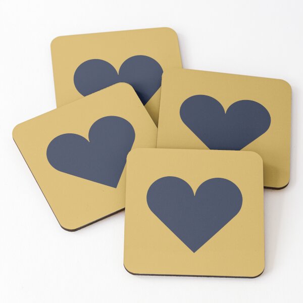 Item preview, Single NAVY BLUE LOVE HEART on a GOLD Background designed and sold by RachelMacht.
