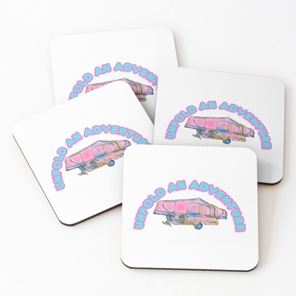 Item preview, Unfold an Adventure Pink and Blue Folding Caravan designed and sold by BeccaAelishe.