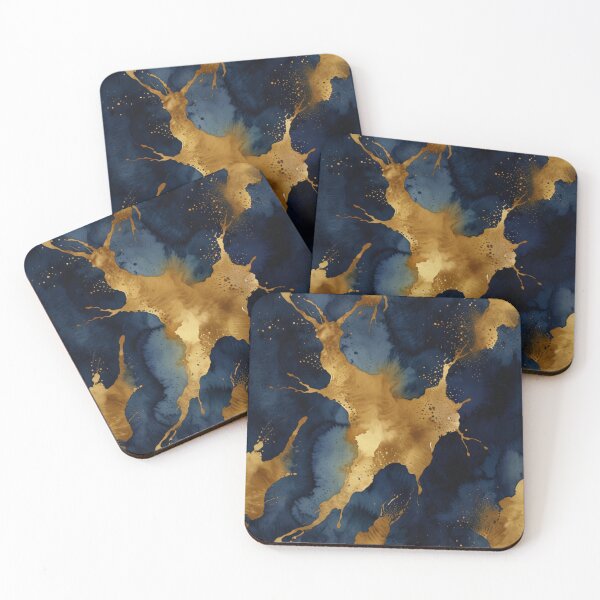 Item preview, Blue and gold watercolor art designed and sold by shokA Design.