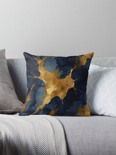 Blue And Gold Pillows Cushions for Sale Redbubble