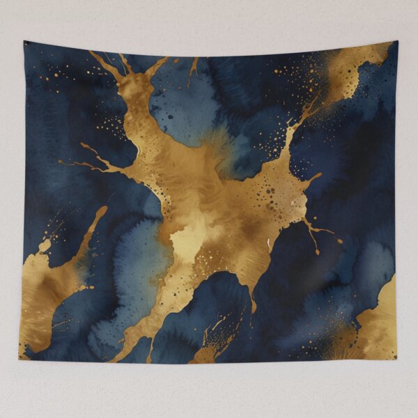 Item preview, Blue and gold watercolor art designed and sold by shokA Design.