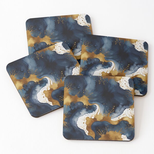 Item preview, Blue and gold watercolor art designed and sold by shokA Design.