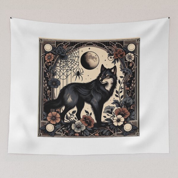 Item preview, Mystical Forest Wolf Moon - Enchanted Nature Artwork designed and sold by MiszungART.