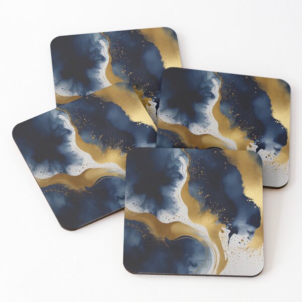 Item preview, Blue and gold watercolor art designed and sold by shokA Design.