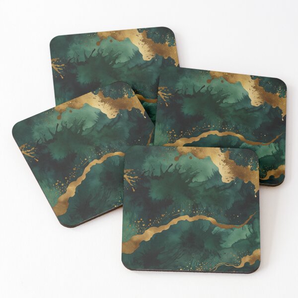 Item preview, Green and gold watercolor art designed and sold by shokA Design.