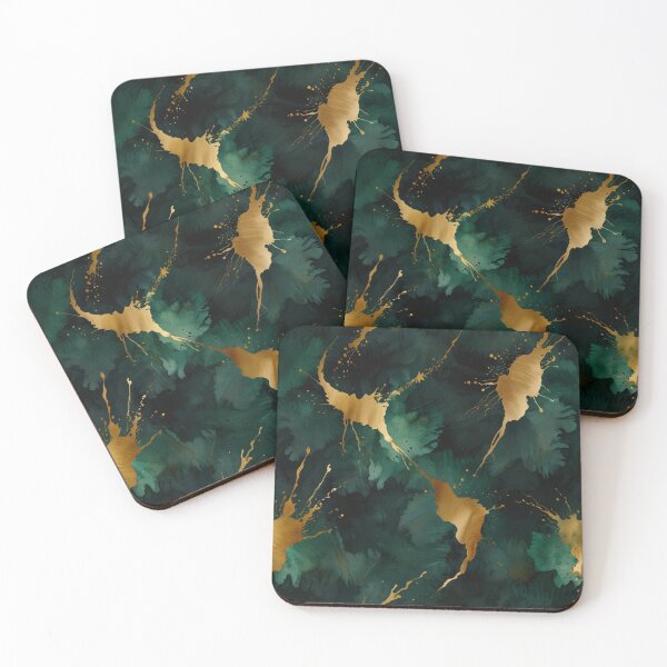 Item preview, Green and gold watercolour art designed and sold by shokA Design.