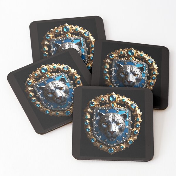 Item preview, Golden Sapphire Silver Panther Coat Of Arms designed and sold by Way Way Cool.