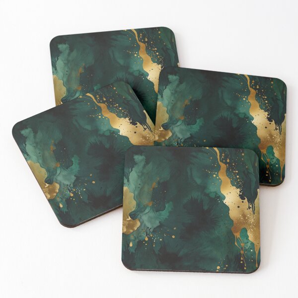 Item preview, Green and gold watercolour art designed and sold by shokA Design.