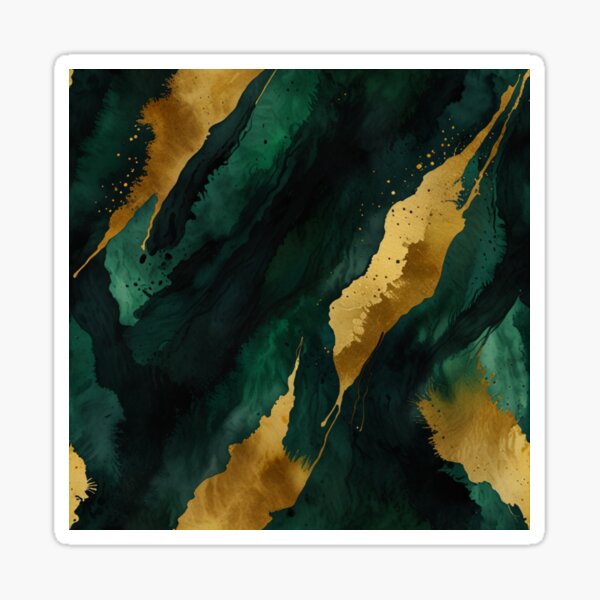 Item preview, Green and gold watercolour art designed and sold by shokA Design.