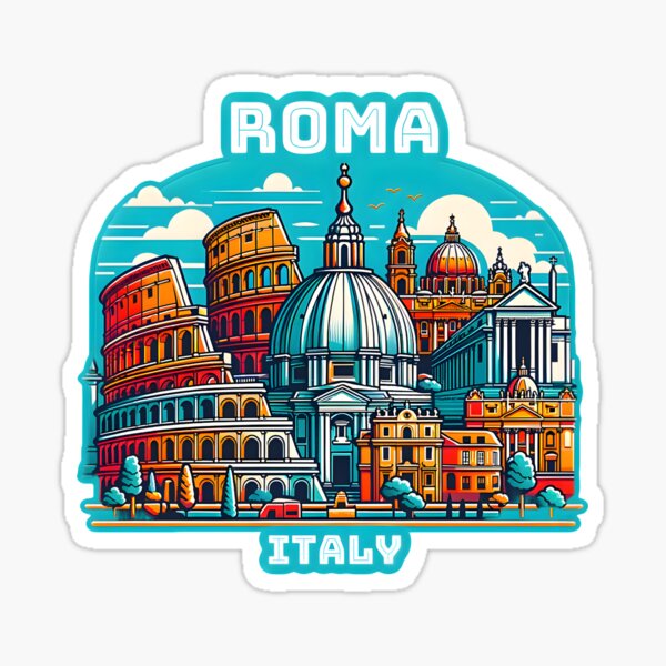 Item preview, Vintage retro Architectural landscape skyline of Roma, Italy. Beautiful travel design. designed and sold by Unitepeople.