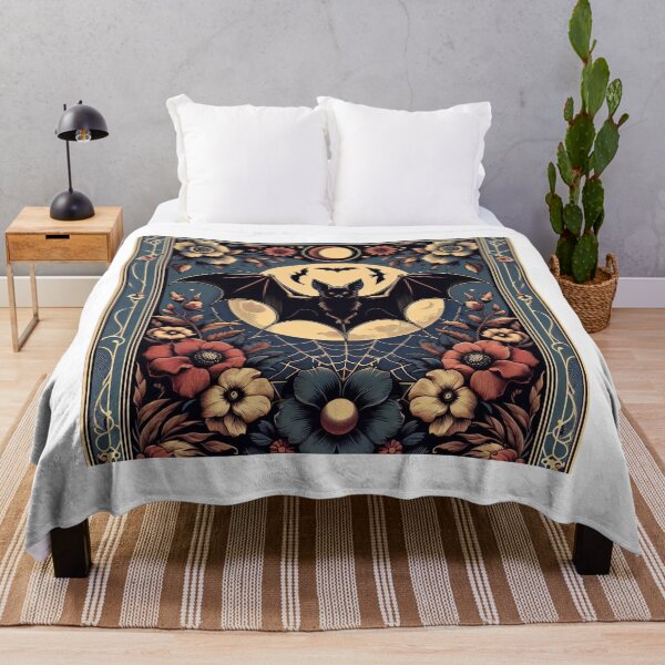 Item preview, Mystical Forest Bat & Floral Ornament Artwork - Enchanting Moonlit Night Art designed and sold by MiszungART.