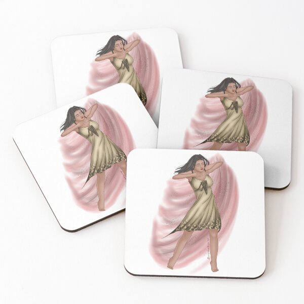 Item preview, Serene woman dancing with a pretty dress designed and sold by AssortedDrawings.