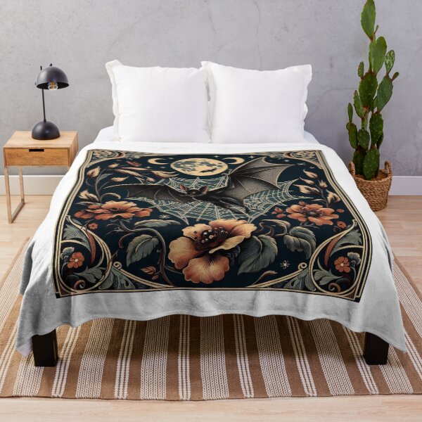 Item preview, Mystical Forest Bat & Floral Ornament Artwork - Enchanting Moonlit Night Art designed and sold by MiszungART.
