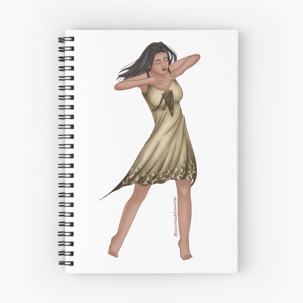 Item preview, Serene woman dancing with a pretty dress (nb) designed and sold by AssortedDrawings.