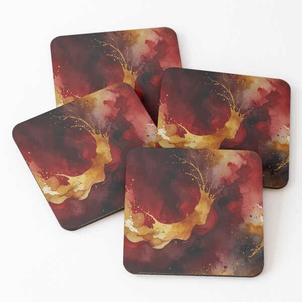 Item preview, Red and gold watercolour art designed and sold by shokA Design.