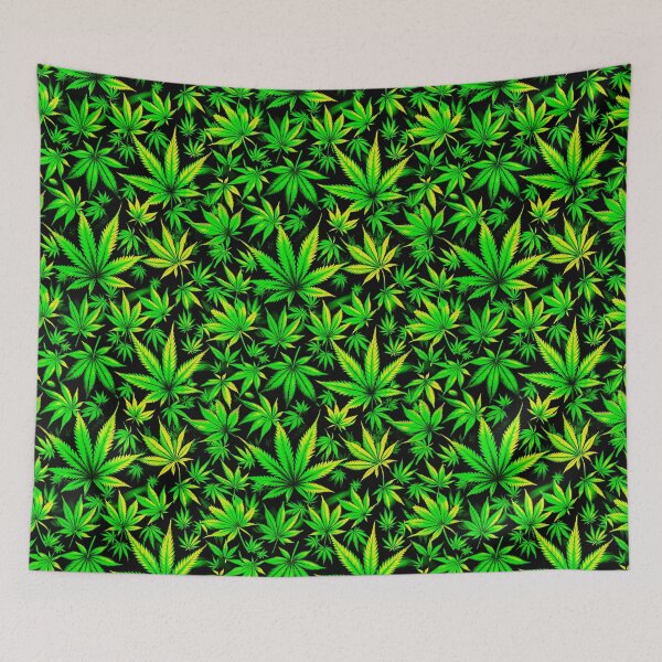 Item preview, High-Contrast Cannabis Leaf Pattern on Dark Background designed and sold by VikArtStudio.