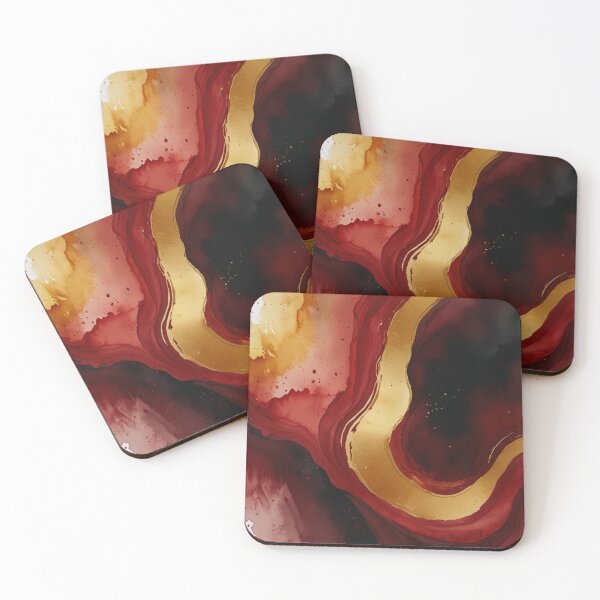 Item preview, Red and gold watercolour art designed and sold by shokA Design.