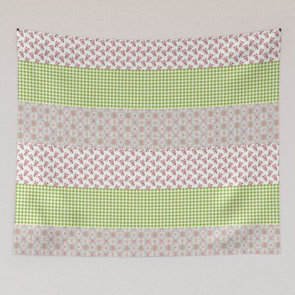 Item preview, Roses Gingham Check Patchwork Quilt Cottagecore Style designed and sold by CheriesArt.