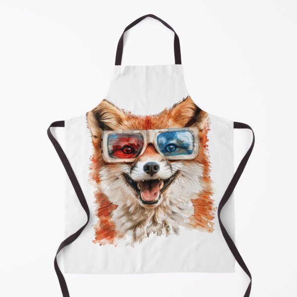 Item preview, Happy Fox Wearing Old School 3-D Glasses In Watercolour Style designed and sold by Wormy-23.