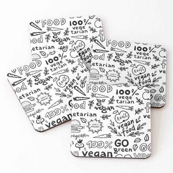 Item preview, 100% vegetarian vegan black on white linear doodle designed and sold by demonique.