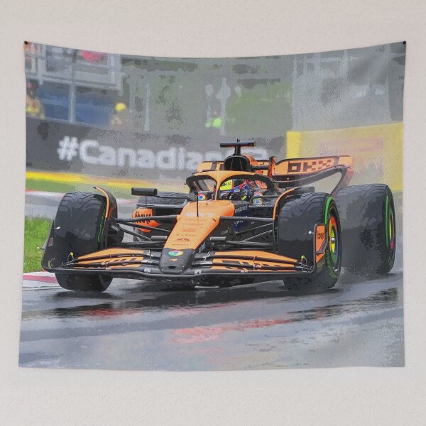 Item preview, Oscar Piastri racing in the rain in his 2024 F1 car during the Canadian Grand Prix abstract designed and sold by Rodissimus1984.