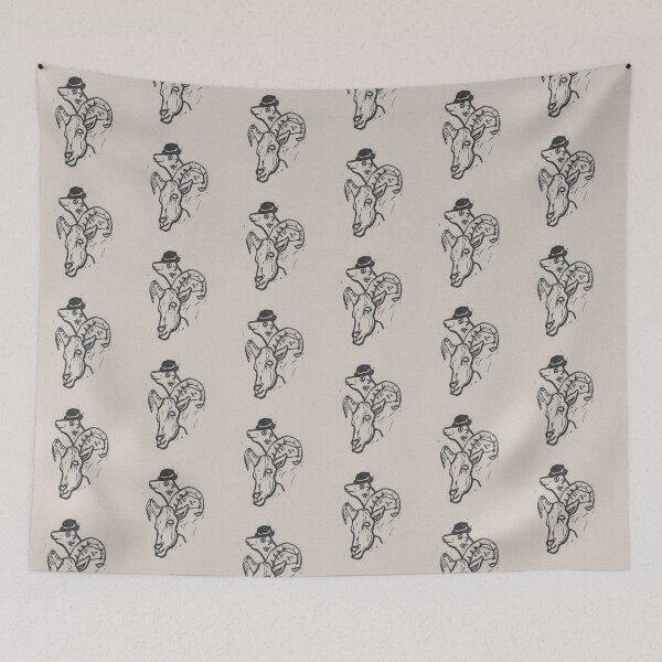 Item preview, Capybara with sheep block print designed and sold by CrittersByLola.