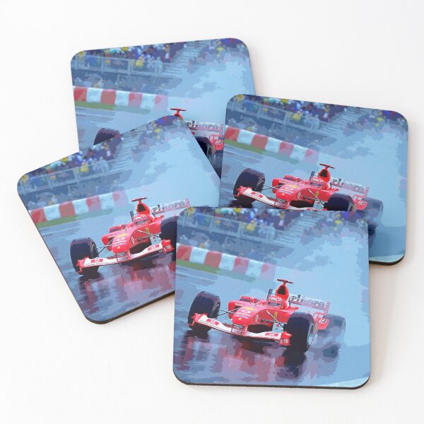 Item preview, Michael Schumacher racing in his 2003 F1 racecar in the rain watercolor designed and sold by Rodissimus1984.