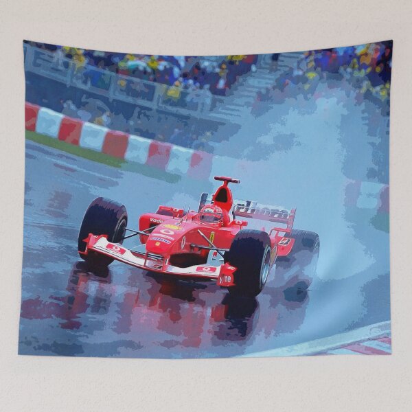 Item preview, Michael Schumacher racing in his 2003 F1 racecar in the rain watercolor designed and sold by Rodissimus1984.