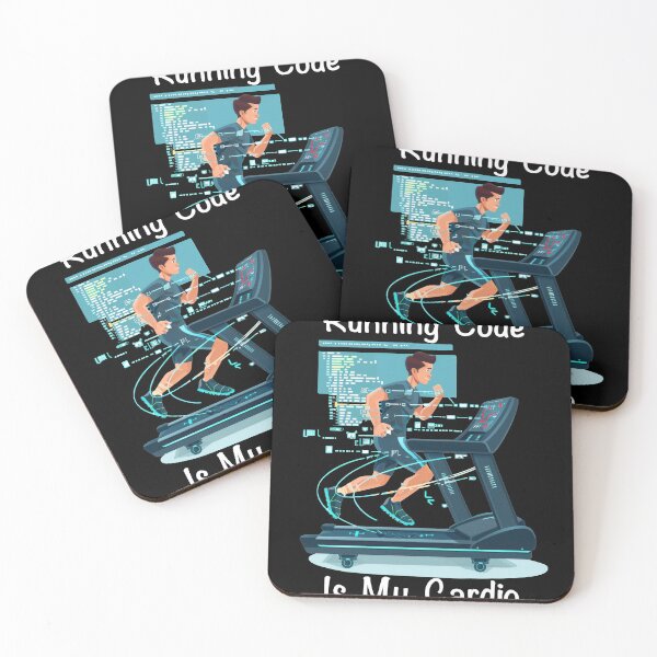 Item preview, Running Code Is My Cardio Man Running On Treadmill White Text designed and sold by Wormy-23.