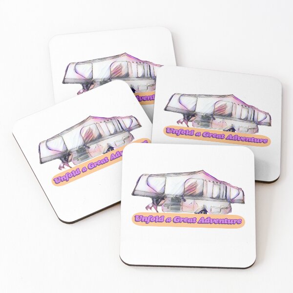 Item preview, Despliegue una gran aventura, caravana plegable rosa, morada y gris designed and sold by BeccaAelishe.