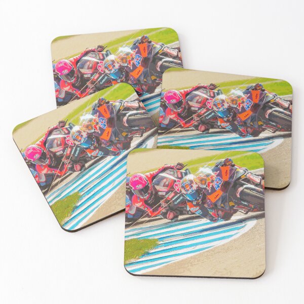 Item preview, Jack Miller leading Aleix Espargaró in the corner watercolor designed and sold by Rodissimus1984.