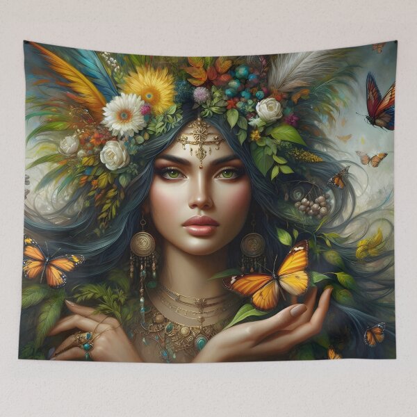 Item preview, Beautiful Woman Oil Painting Gaia Goddess Mother Nature Earth Mother Native American  designed and sold by JWiseArts.