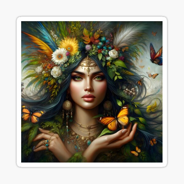 Item preview, Beautiful Woman Oil Painting Gaia Goddess Mother Nature Earth Mother Native American  designed and sold by JWiseArts.