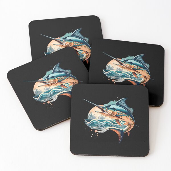 Item preview, Pencil art Marlin leaping above the waves designed and sold by Ann Miu Deluxe.