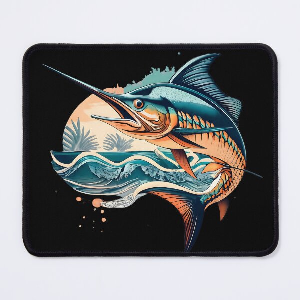 Item preview, Pencil art Marlin leaping above the waves designed and sold by Ann Miu Deluxe.