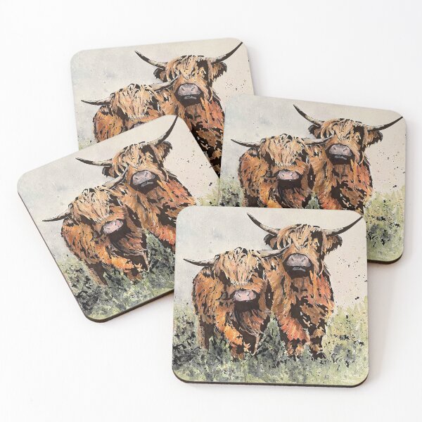 Item preview, Highland Coos Watercolor and Ink designed and sold by EncoreArtShop.