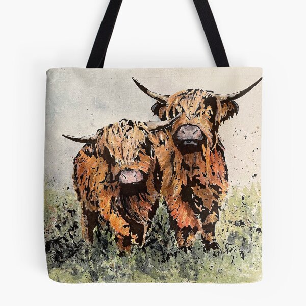 Item preview, Highland Coos Watercolor and Ink designed and sold by EncoreArtShop.