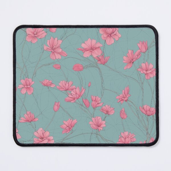 Item preview, pink flowers on turquoise designed and sold by beti-k.