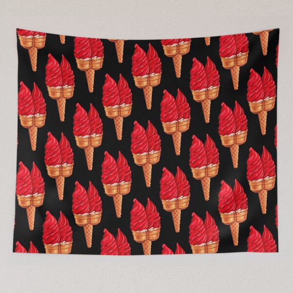 Item preview,  Twin Cherry Dip Ice Cream Pattern - Black designed and sold by Kelly  Gilleran.